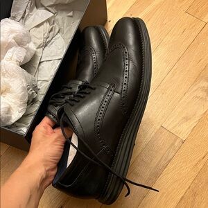 Cole Haan Black Leather Oxfords